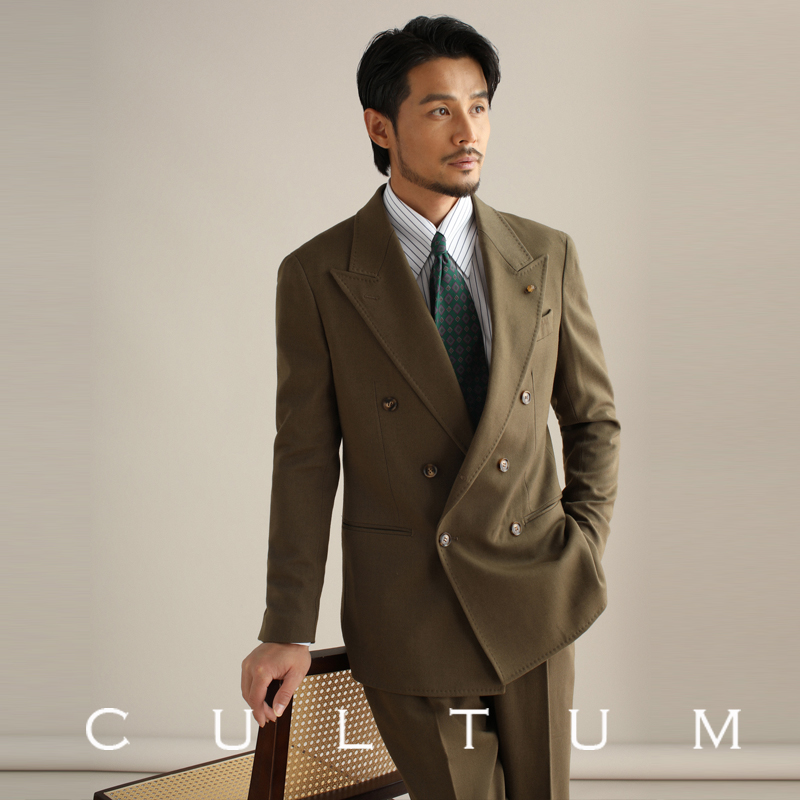 CULTUM GOLDEN SUITS 1930S宽肩版老钱风戗驳领双排扣西服套装男 - 图1