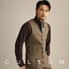 CULTUM single row six-pin button V-neck suit vest men's suit side slit slim business formal suit horse clip