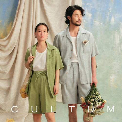 【可机洗易打理】CULTUM古巴领衬衫意式休闲风褶皱尖多色男女同款 - 图0