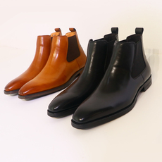 Полуботинки 特 英伦手工擦色商务高帮尖头切尔西靴男真皮加绒短靴子