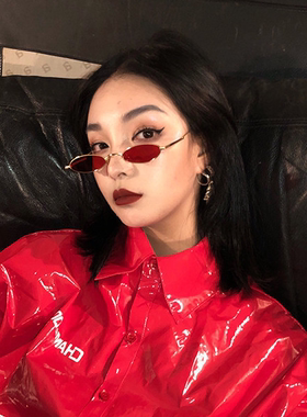 明星网红同款超小框原宿复古墨镜