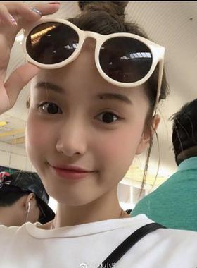 墨镜白色复古风太阳眼镜阿沁同款