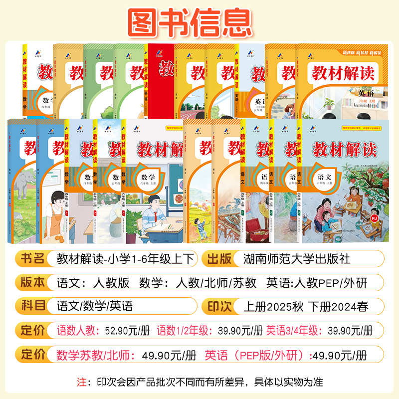 2024秋版小学教材解读三年级四年级五六年级上册一二年级下册语文数学英语人教版北师大苏教外研同步课本书教材全解析随堂课堂笔记