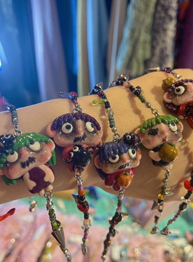 原创软陶暗黑系小人手链小众黑暗娃娃手链