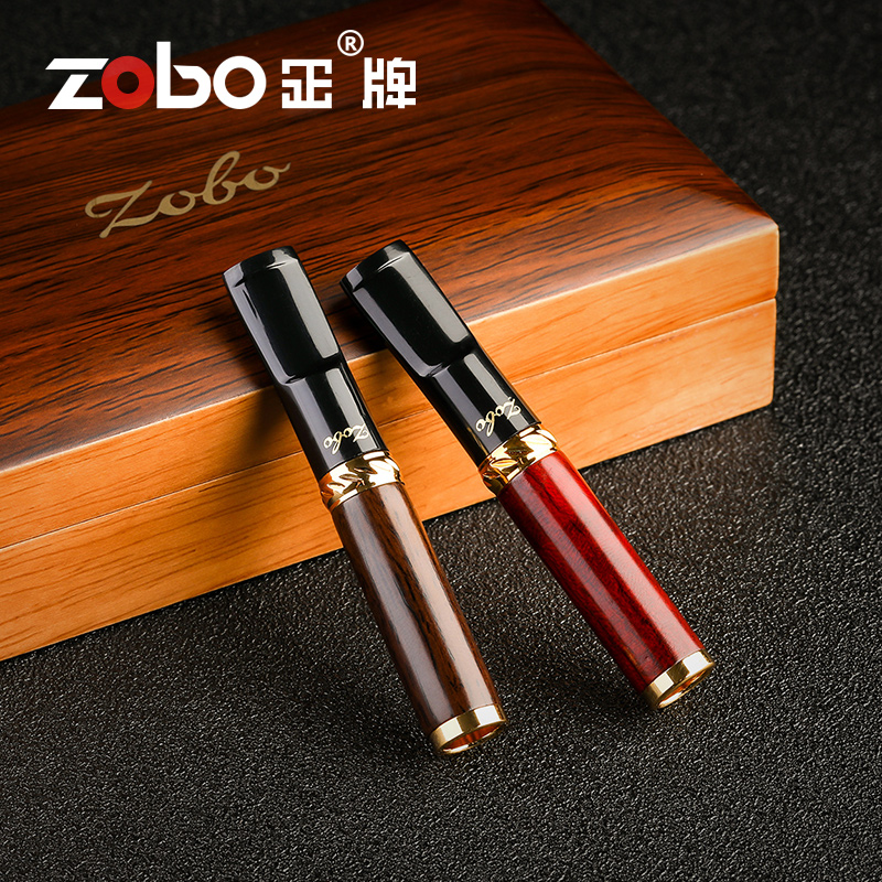 zobo正牌檀木烟嘴过滤器香烟具细支可清洗循环型粗细两用实木烟嘴 - 图1