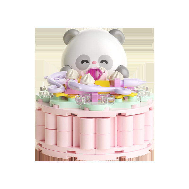 JAKI佳奇积木熊猫粉桃桃月饼美食拼装模型儿童中秋节礼物潮玩女孩,淘宝优惠券,粉丝福利购,淘宝优惠卷