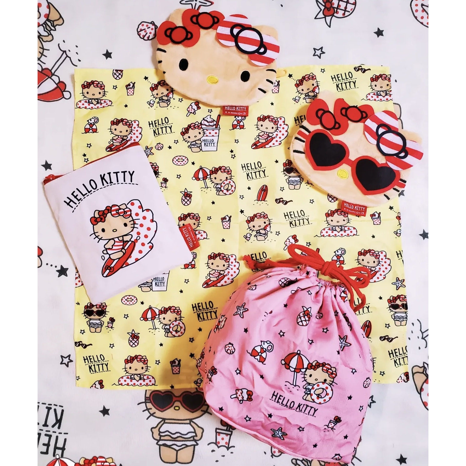 现货日本koro正品HelloKitty夏日度假风收纳小包束口袋零钱包扭蛋,淘宝优惠券,粉丝福利购,淘宝优惠卷