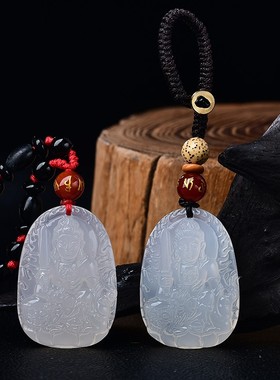 白玉髓本命年大日如来吊坠生肖兔