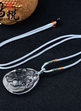 白水晶狐狸吊坠饰品九尾魅狐项链