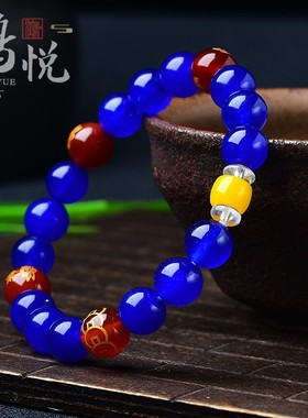 蓝玉髓手链生肖三合虎马狗寅午戌