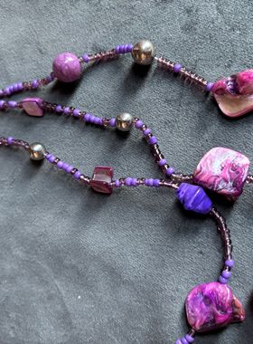 紫色意大利玻璃手工串珠项链