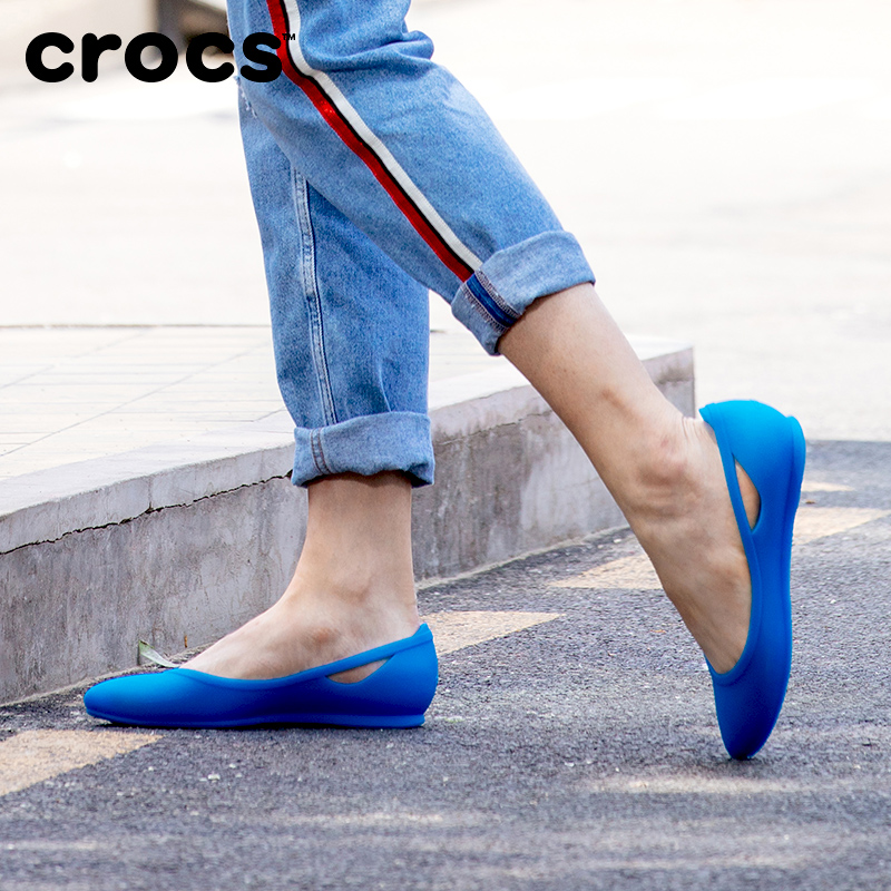 Crocs涼鞋女 卡駱馳女鞋 芮歐尖頭平底鞋 淺口女低幫單鞋|16265