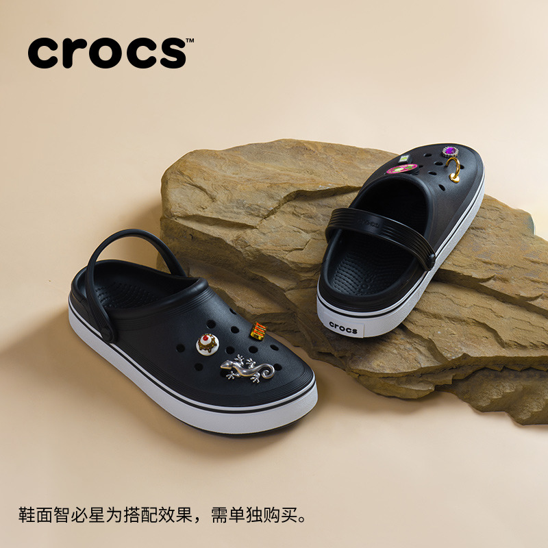 Crocs卡骆驰平板洞洞鞋包头拖鞋男平底鞋女鞋|208371 - 图1