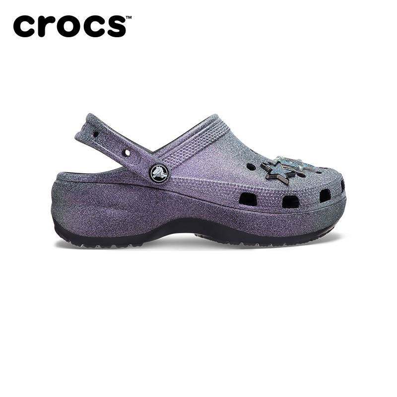 白鹿同款Crocs卡骆驰经典闪耀星饰云朵洞洞鞋厚底女花园鞋|211734 - 图2