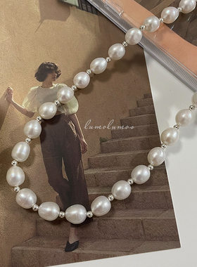 小红书同款淡水珍珠项链女复古百搭S925银珠时尚简约高级感锁骨链