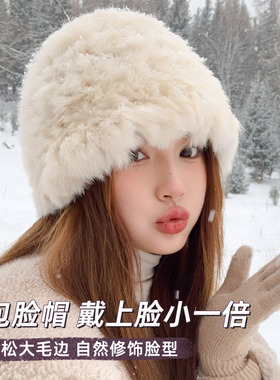 软乎乎帽子冬天毛毛女生毛线帽