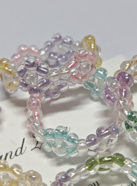 静的手作小店珠光独角兽米珠戒指成品