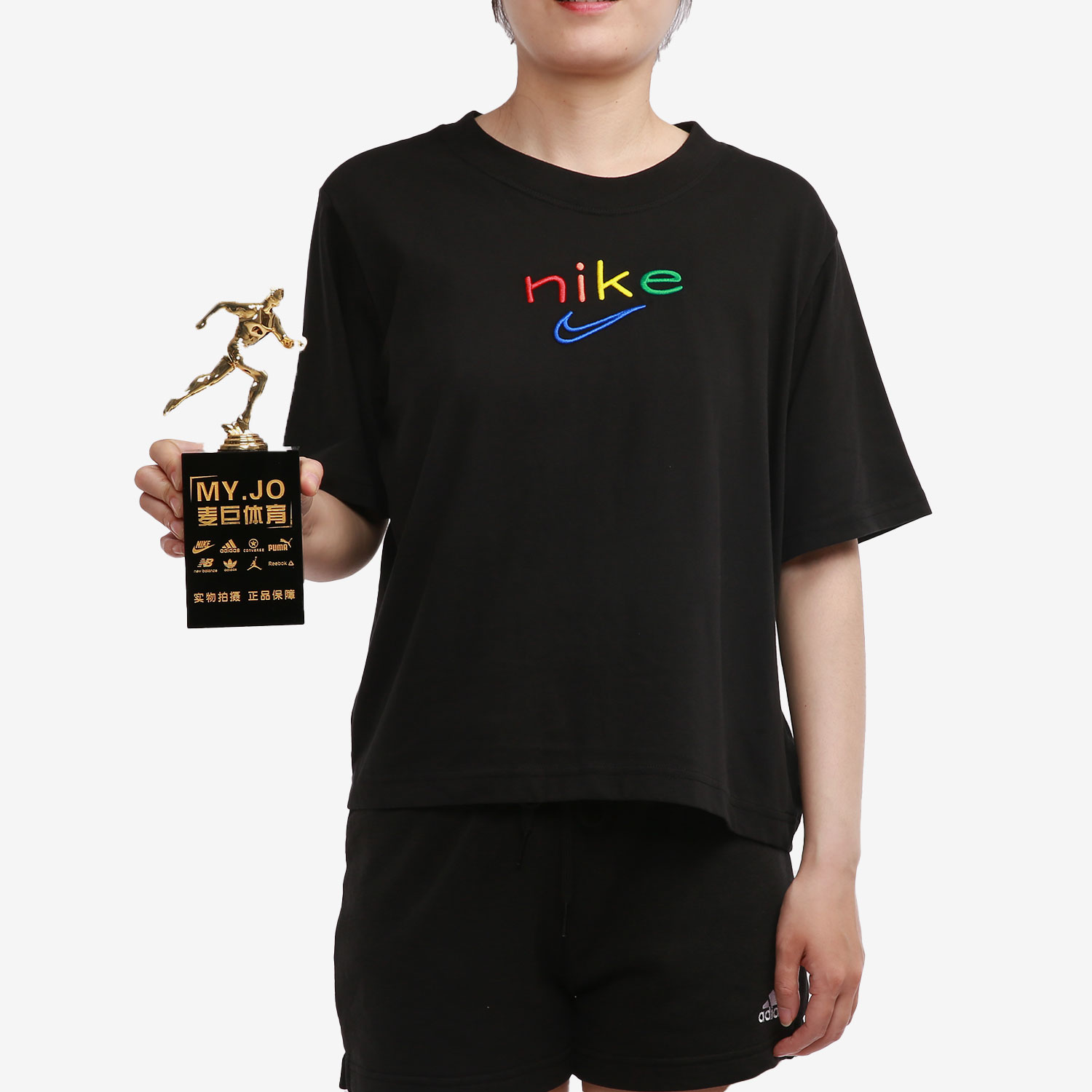 Nike/耐克正品2021年新款夏季女子刺绣纯色短袖运动T恤DD2849-010 - 图2