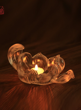 琉璃精舍琉璃摆件8寸贴金佛像莲花烛台佛龛莲花座佛供佛座