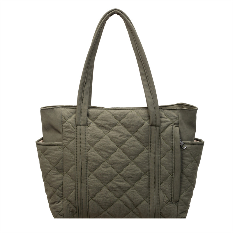 棉服包包女生大容量手提包百搭通勤包菱格纹托特包2025新款单肩包,淘宝优惠券,粉丝福利购,淘宝优惠卷