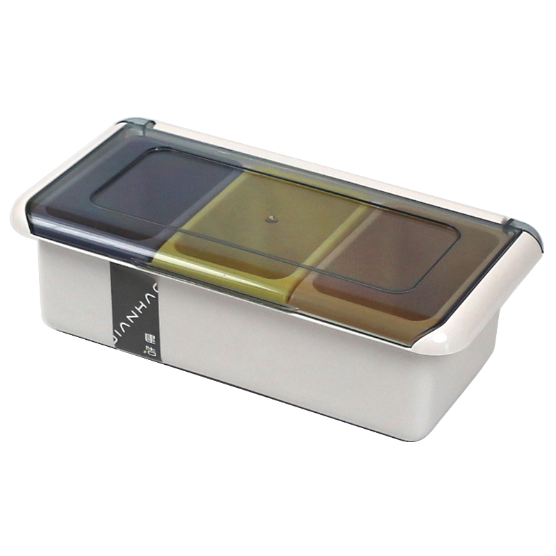 家用厨房调味盒调料罐塑料带盖味精盐盒三格款带勺组合翻盖调料盒,淘宝优惠券,粉丝福利购,淘宝优惠卷