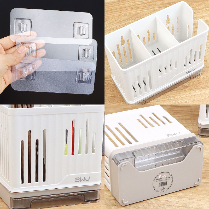 Wall-mounted chopstick barrel kitchen chopstick box drain rack