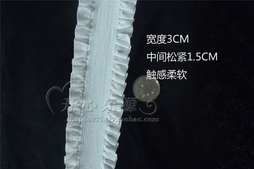 1米宽3CM双面白色皱褶木耳双边柔软lolita周边小物语蝴蝶结手工DI - 图0