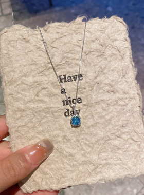 法式湖水蓝精致锆石耳钉女精致轻