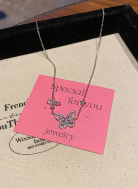 轻奢锆石镂空蝴蝶项链精致冷淡风