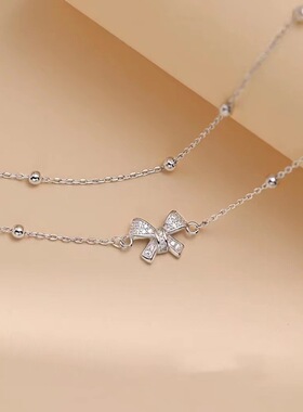 蝴蝶结双层手链小众叠戴手饰网红同款送女友厂家批发精致轻奢风