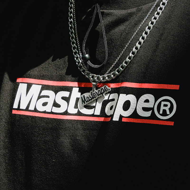 Masterape21SS国潮个性街头配饰锁骨链钛钢logo吊坠项链金银链 - 图0