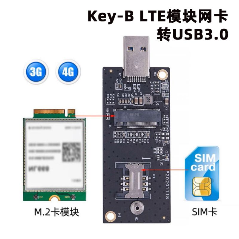 CY辰阳 MINI PCIE转USB 3G 4G模块 测试开发板NGFF 含SIM UIM卡座 - 图1