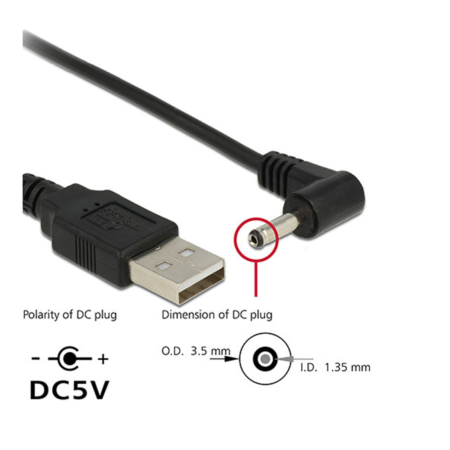 CY辰阳 90度弯头 usb转DC3.5mm充电线 充电线 电子狗USB电源线 MP3/MP4 音响 连接线usb转dc电源线 测试老化 - 图0