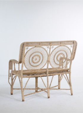 旧扶手藤椅双人椅户外休闲阳台椅