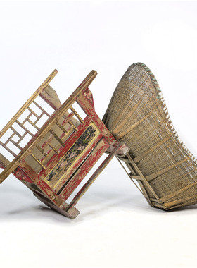 婴儿老床老摇篮旧竹制竹编古玩杂