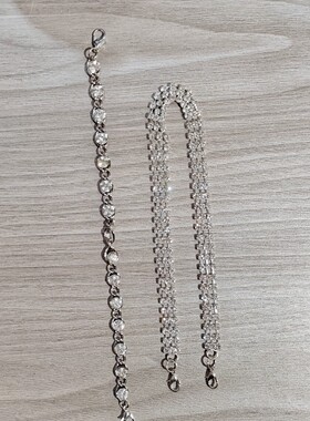 定制 服饰链条配件新款金属镶钻爪链夹钻铁链百搭T恤衬衫领口装饰