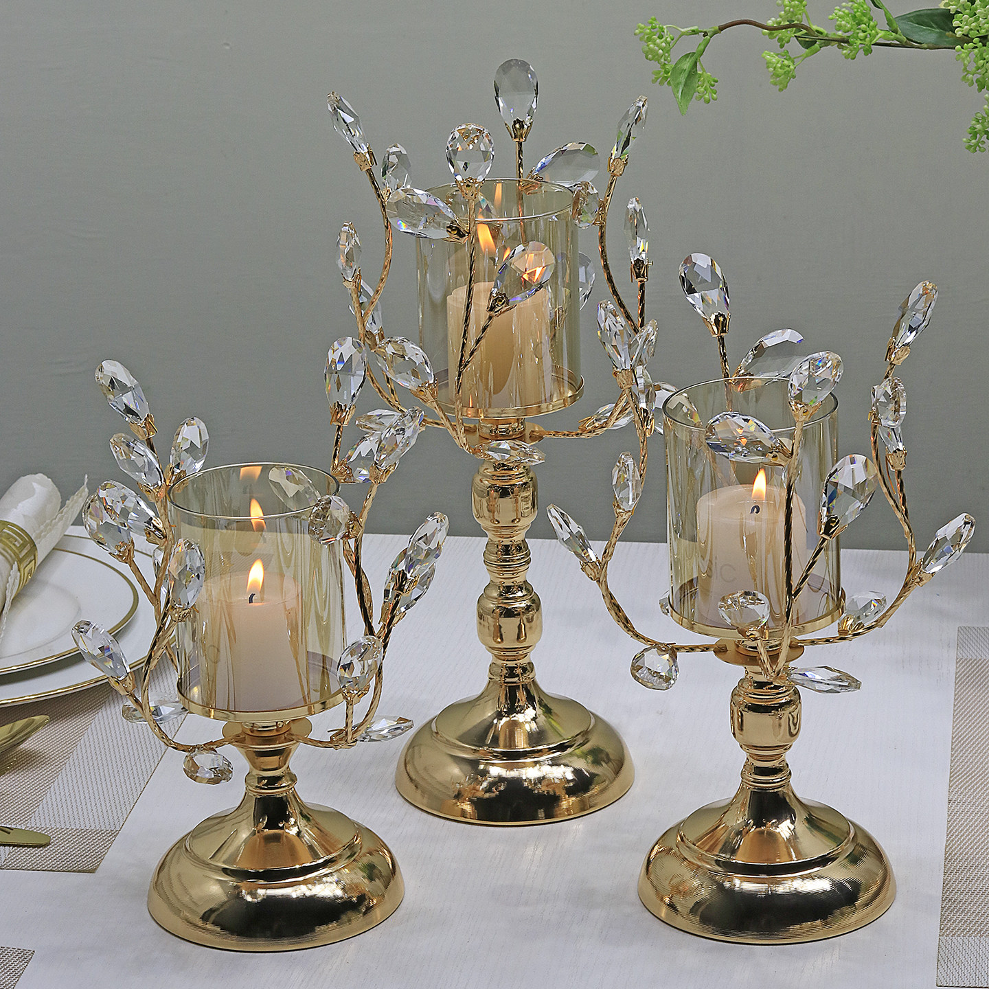 轻奢水晶烛台摆件香薰蜡烛台简约式欧式浪漫餐桌烛光晚餐道具装饰,淘宝优惠券,粉丝福利购,淘宝优惠卷