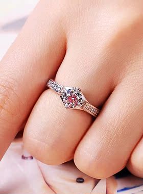 PT950铂金莫桑石戒指仿真钻戒戒珠宝钻时尚首饰品女钻婚戒18k金