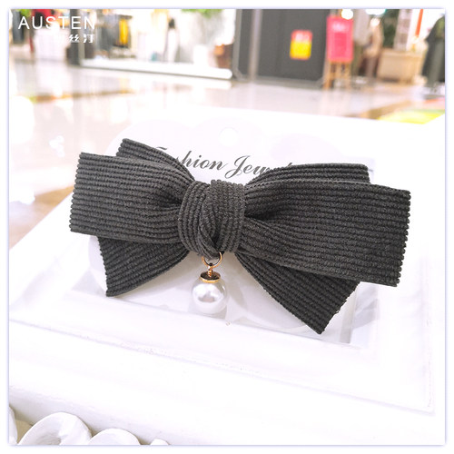 秋冬新款气质蝴蝶结发饰女发夹弹簧夹简约百搭韩国顶夹后脑勺边夹 - 图1