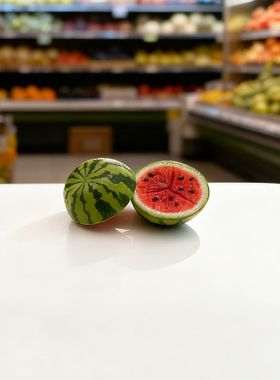 仿真西瓜半切水果微缩食玩树脂小配件diy钥匙扣挂件奶油胶材料