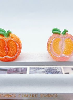 微景观创意水果半切橘子剥切食玩树脂配件diy钥匙扣挂件冰箱贴