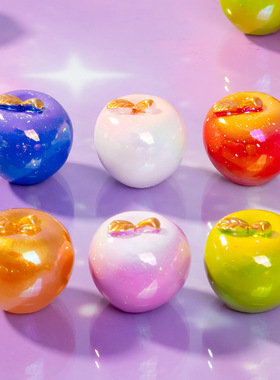 直播对对碰电镀苹果盲袋 diy饰品配件树脂工艺品娃娃屋桌面小摆件