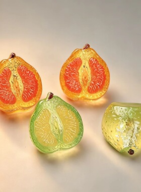 卡通立体透色柚子发夹手机壳鞋扣钥匙扣吊坠配饰diy树脂配件饰品
