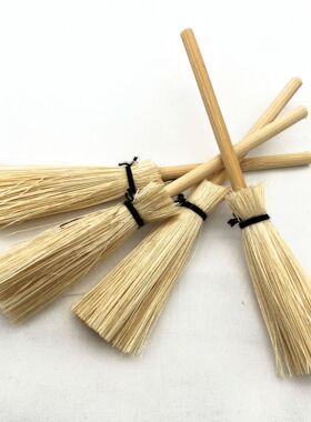 Dollhouse娃娃屋迷你白色小扫把拖把手工编挂件 多肉微缩食玩模型