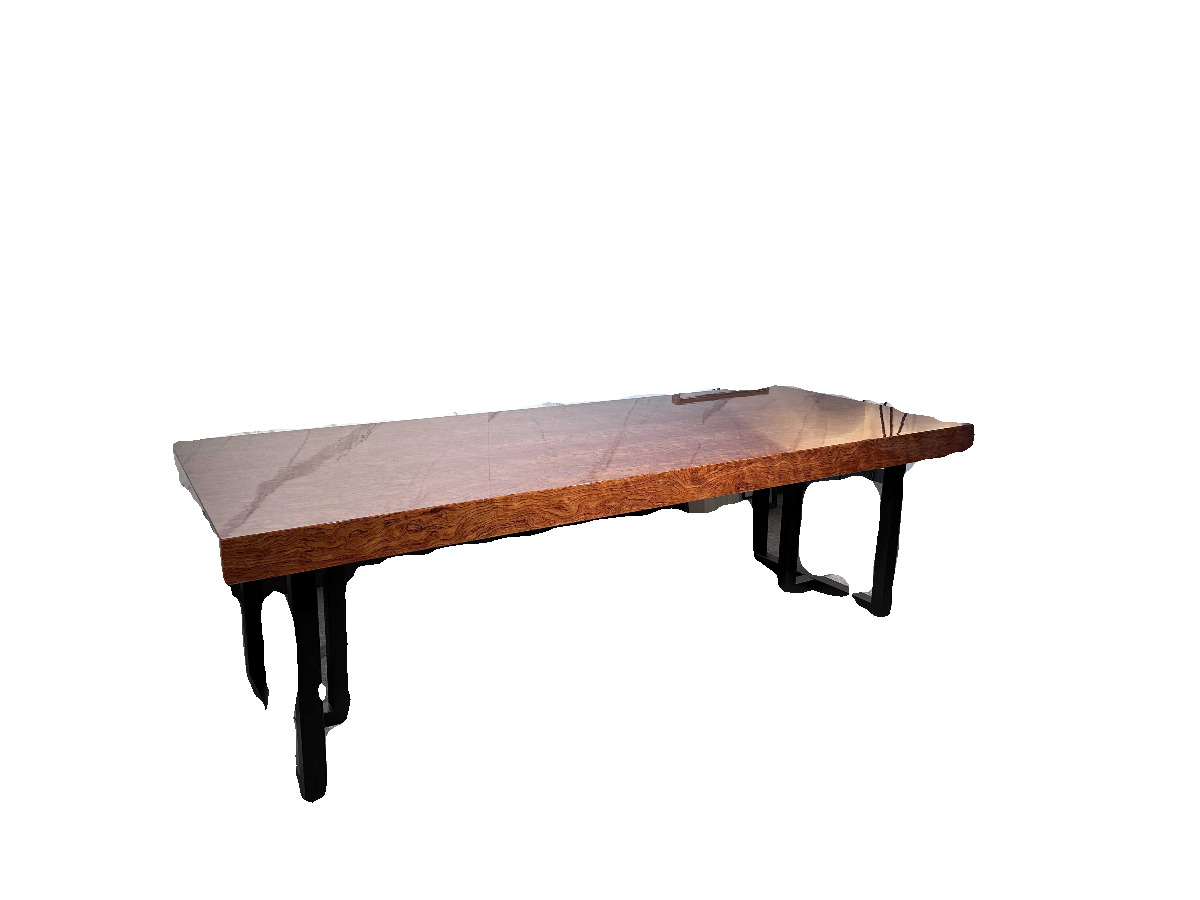 巴花实木装饰面大板红木办公餐桌巴西花梨木桌水波纹工作茶桌茶台