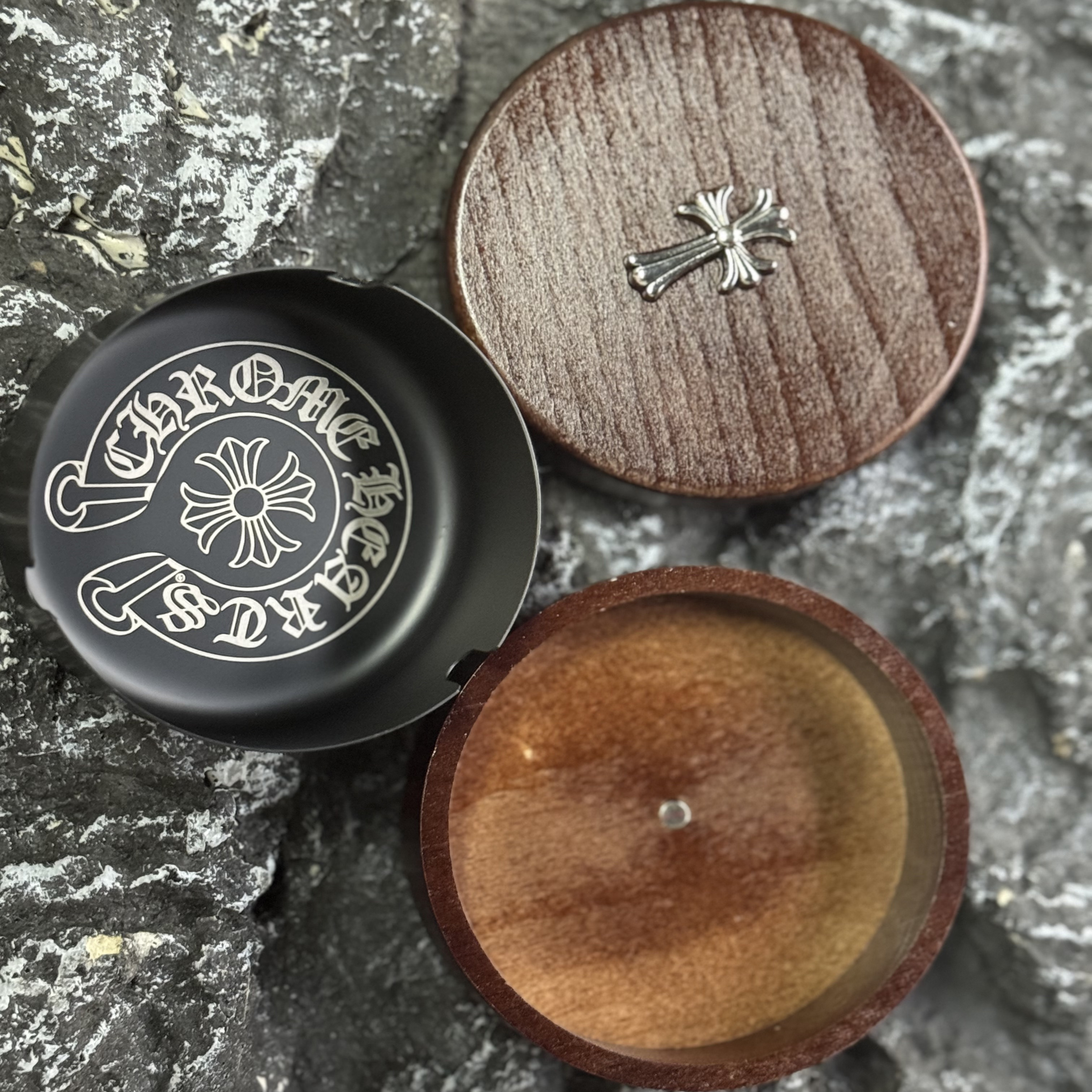 烟灰缸十字潮牌日式实木家用酒店客厅防飞灰办公室烟缸木质创意 - 图2