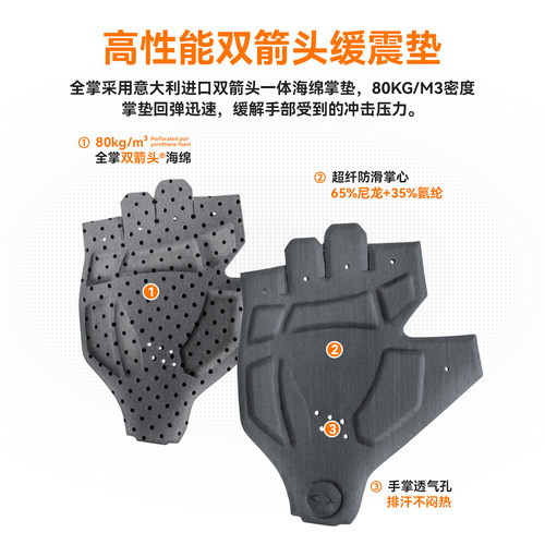洛克兄弟双箭头短指骑行手套公路山地自行车手套半指减震夏季男女 - 图0