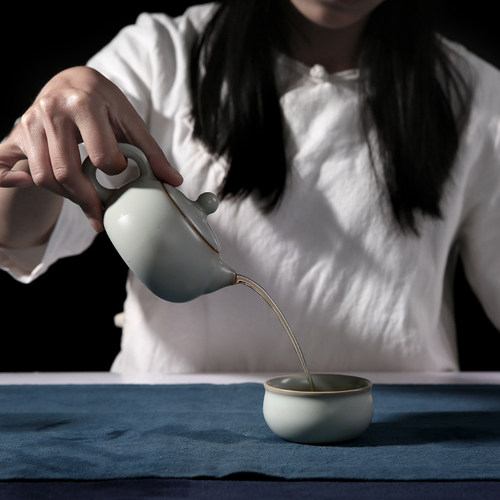 汝窑茶壶单壶家用冠杰现代泡茶壶茶艺功夫茶具台湾西施壶汝窑壶 - 图1