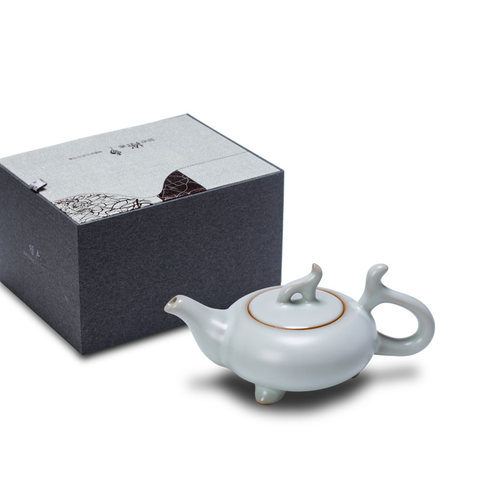 汝窑茶壶台湾冠杰汝瓷茶具内开片可养复古功夫陶瓷茶壶包邮 - 图3