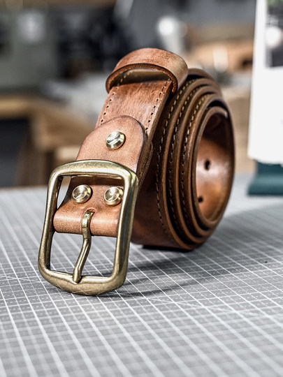 皮薯薯百搭美式复古手工头层真皮腰带商务休闲皮带真皮男士皮裤带